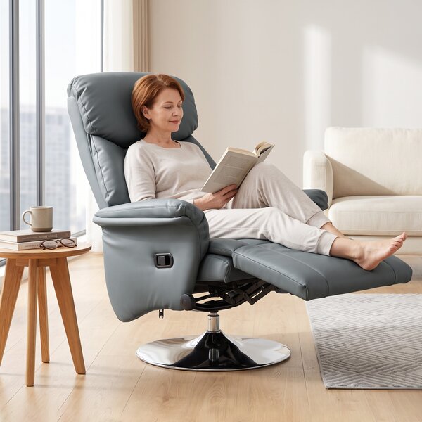 HOMCOM Fotoliu Relax Rotativ 360°, Reclinabil 130°, Gri | Aosom Romania