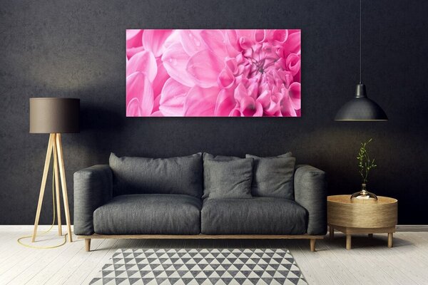 Tablou pe sticla Flori roz Floral