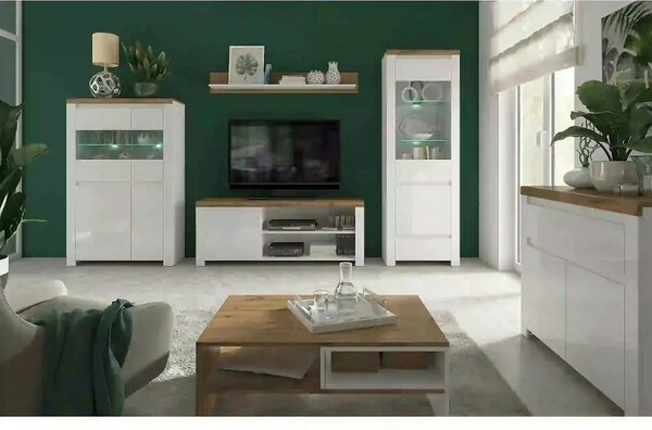 Masuta cafea Vigo, alb/stejar wotan, PAL laminat, 90x60x36 cm
