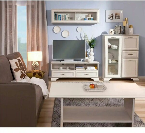 Masuta TIFFANY, alb vintage, PAL laminat, 110x60x50 cm