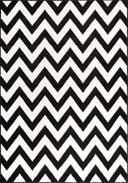 Covor Sufragerie, Model BlackWhite 18001, Alb Negru 120x170