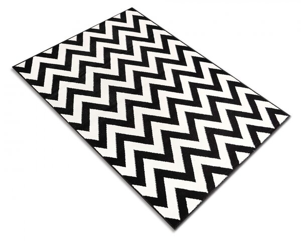 Covor Sufragerie, Model BlackWhite 18001, Alb Negru 120x170