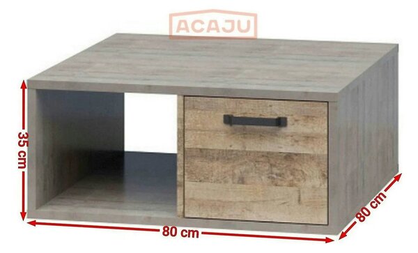 Masuta cafea Bari, stejar nisip/gri, PAL laminat, 80x80x35 cm