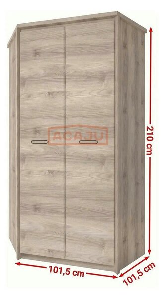 Dulap JAZZ, stejar, PAL laminat, cu 2 usi, 101x101x210 cm