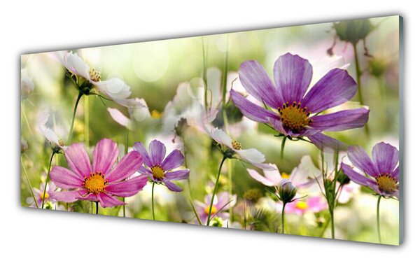 Tablou pe sticla Flori Natura Roz Galben Verde