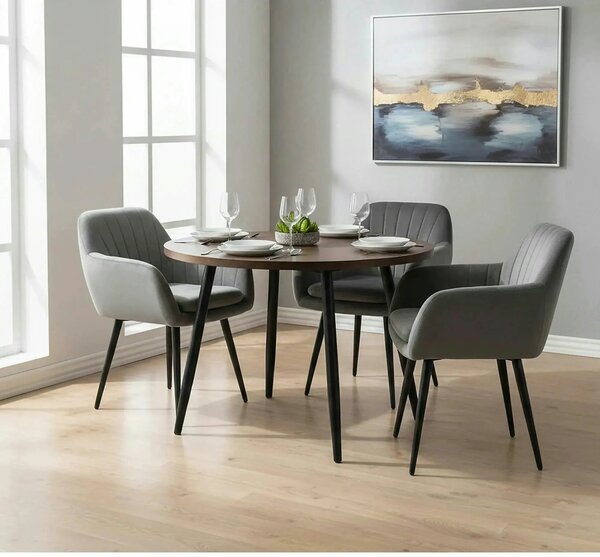 Scaun K429, gri, stofa catifelata/metal, 58x53x80 cm