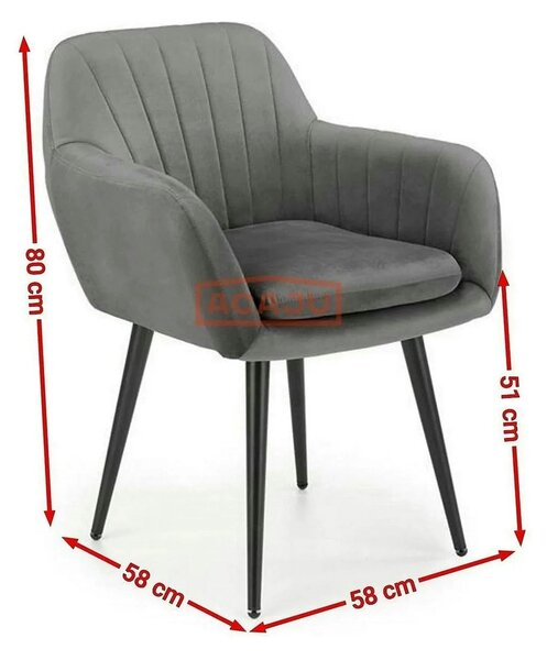 Scaun K429, gri, stofa catifelata/metal, 58x53x80 cm