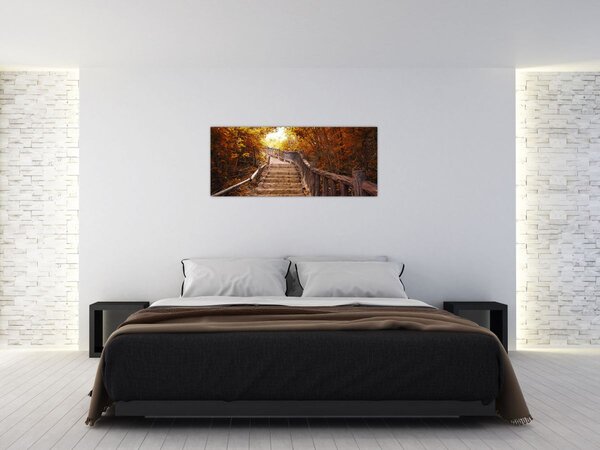 Tablou - Scări în natură în toamnă (120x50 cm)