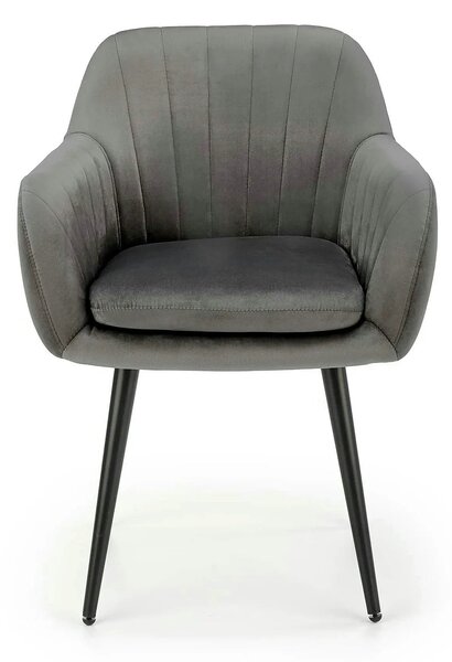 Scaun K429, gri, stofa catifelata/metal, 58x53x80 cm