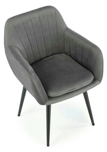 Scaun K429, gri, stofa catifelata/metal, 58x53x80 cm