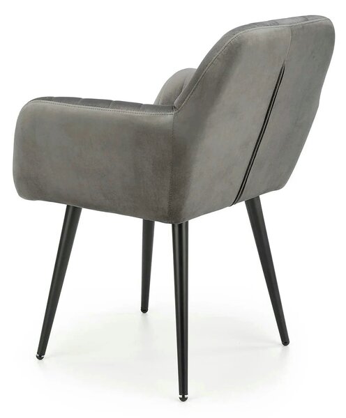 Scaun K429, gri, stofa catifelata/metal, 58x53x80 cm