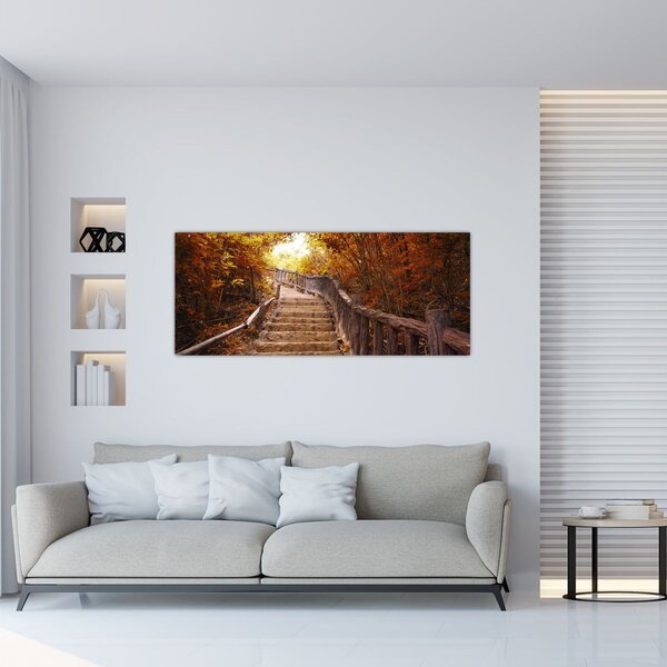 Tablou - Scări în natură în toamnă (120x50 cm)