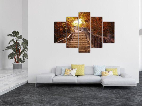 Tablou - Scări în natură în toamnă (150x105 cm)