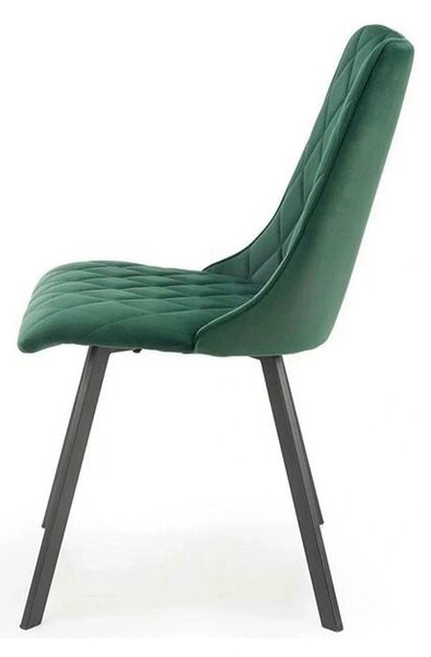 Scaun K450, verde/negru, stofa catifelata/metal, 44x58x85 cm