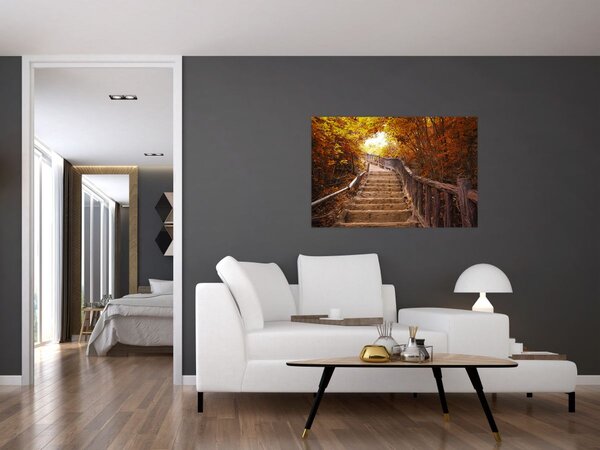 Tablou - Scări în natură în toamnă (90x60 cm)