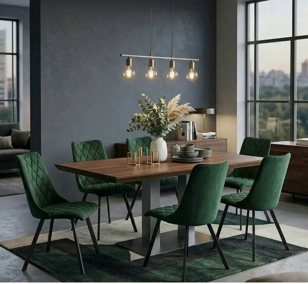 Scaun K450, verde/negru, stofa catifelata/metal, 44x58x85 cm