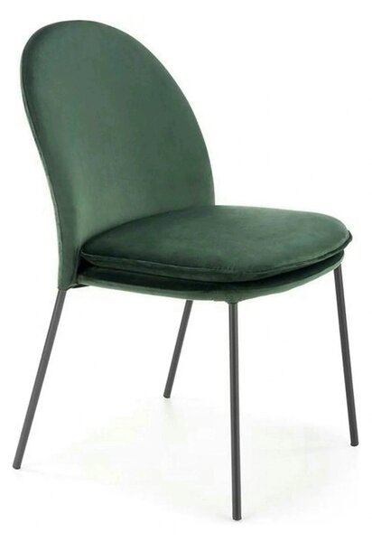 Scaun K443, verde/negru, stofa catifelata/metal, 50x58x84 cm
