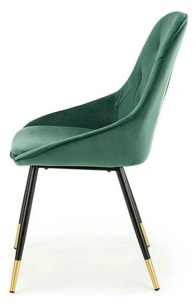Scaun K437, verde inchis/negru, stofa catifelata/metal, 49x55x88 cm