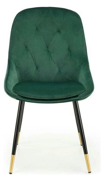 Scaun K437, verde inchis/negru, stofa catifelata/metal, 49x55x88 cm