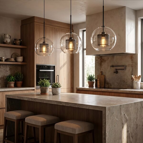 Lampă suspendată din sticlă loft neagra APP558-1CP 25cm