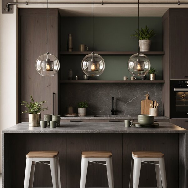 Lampă suspendată din sticlă loft neagra APP558-1CP 25cm