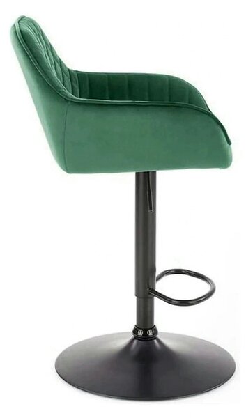 Scaun bar H103, verde inchis/negru, stofa catifelata/otel, 55x55x92/11