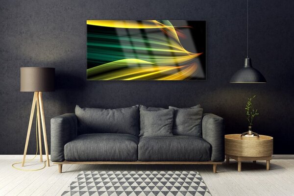 Tablou pe sticla Abstract Art Albastru Galben Negru Verde
