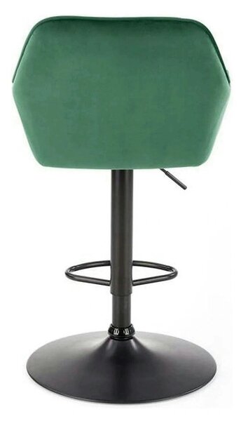 Scaun bar H103, verde inchis/negru, stofa catifelata/otel, 55x55x92/11