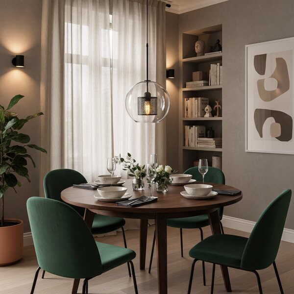 Lampă suspendată din sticlă loft neagra APP558-1CP 25cm