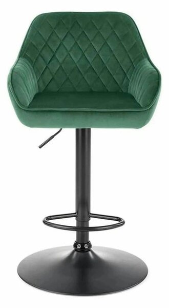Scaun bar H103, verde inchis/negru, stofa catifelata/otel, 55x55x92/11