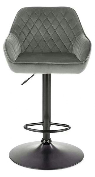 Scaun bar H103, gri - Bluvel 14/negru, stofa catifelata/otel, 55x55x92