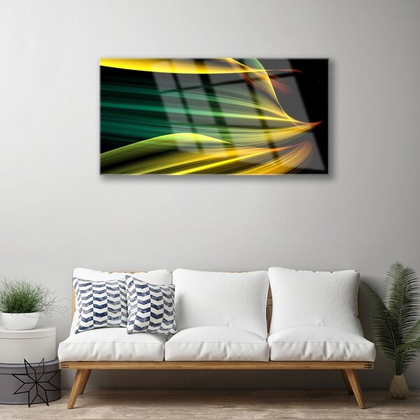 Tablou pe sticla Abstract Art Albastru Galben Negru Verde
