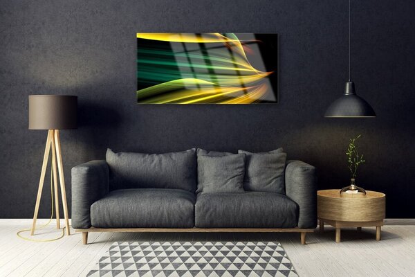 Tablou pe sticla Abstract Art Albastru Galben Negru Verde