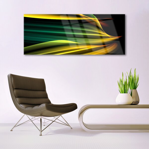 Tablou pe sticla Abstract Art Albastru Galben Negru Verde