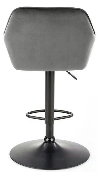 Scaun bar H103, gri - Bluvel 14/negru, stofa catifelata/otel, 55x55x92