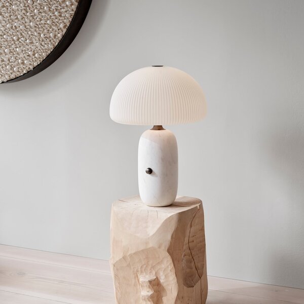 Lampă de masă Vipp, reglabil, Alb, Camera de zi, Sticlă