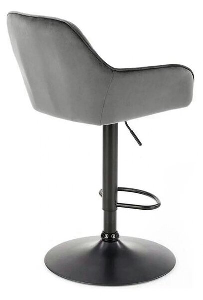 Scaun bar H103, gri - Bluvel 14/negru, stofa catifelata/otel, 55x55x92
