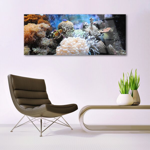 Tablou pe sticla Coral Reef Natura Gri Alb Galben