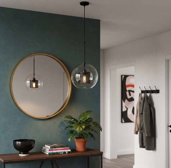 Lampă suspendată din sticlă loft neagra APP557-1CP 20cm
