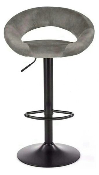 Scaun bar H102, gri - Bluvel14/negru, stofa catifelata/otel, 53x48x78/