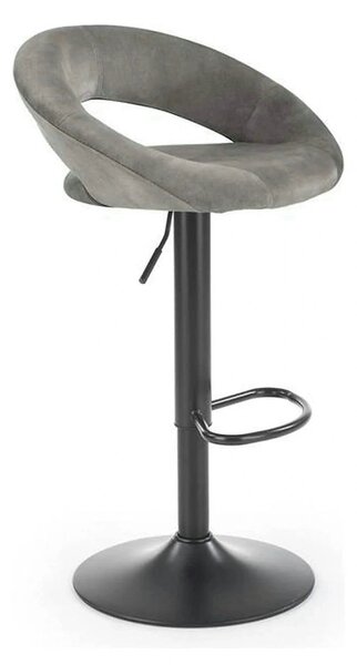 Scaun bar H102, gri - Bluvel14/negru, stofa catifelata/otel, 53x48x78/