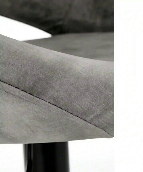 Scaun bar H102, gri - Bluvel14/negru, stofa catifelata/otel, 53x48x78/