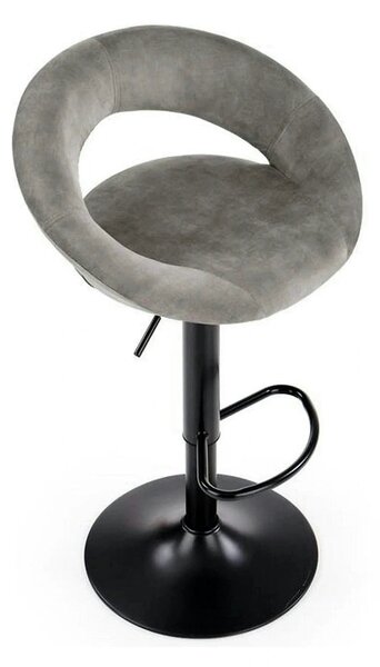 Scaun bar H102, gri - Bluvel14/negru, stofa catifelata/otel, 53x48x78/
