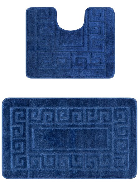 Covor baie Ethnic 2582 D. Blue, Antiderapant, Set 2 covoare Dreptunghi, 60 x 100