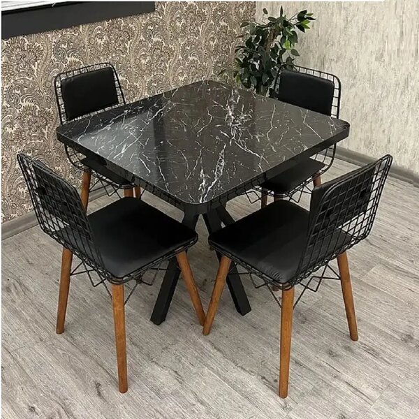 Masa bucatarie patrat texturata, Homs ,negru,70 x 70X75 cm,A0036