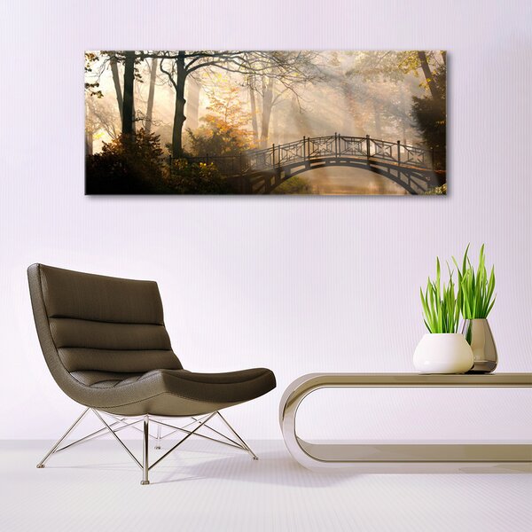 Tablou pe sticla Forest Podul Arhitectura Brun Verde