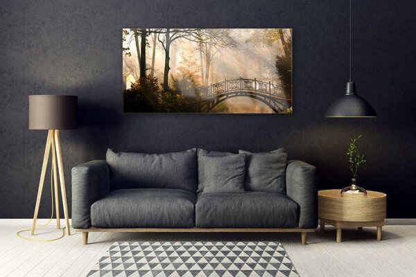 Tablou pe sticla Forest Podul Arhitectura Brun Verde