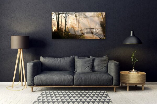 Tablou pe sticla Forest Podul Arhitectura Brun Verde