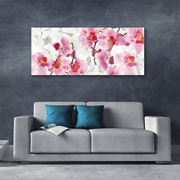Tablou pe sticla Flori roz Floral