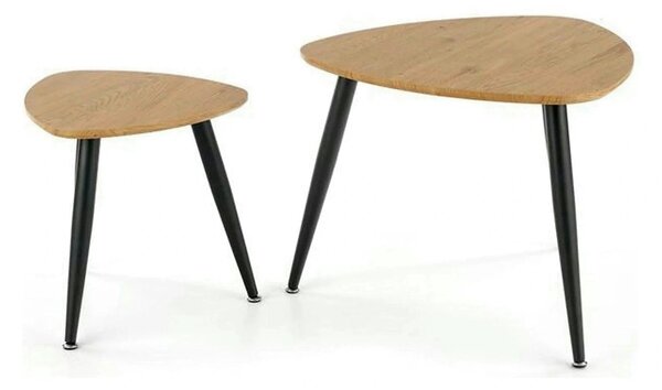Set 2 masute cafea NICEA, stejar auriu/negru